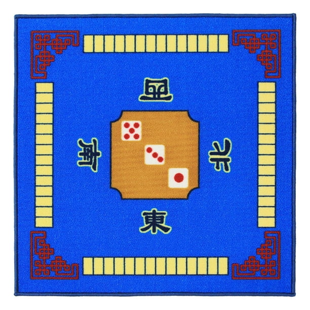 Alfombrilla antideslizante para mesa de Mahjong, 78x78 cm, para tablero de mesa cuadrado. Azul