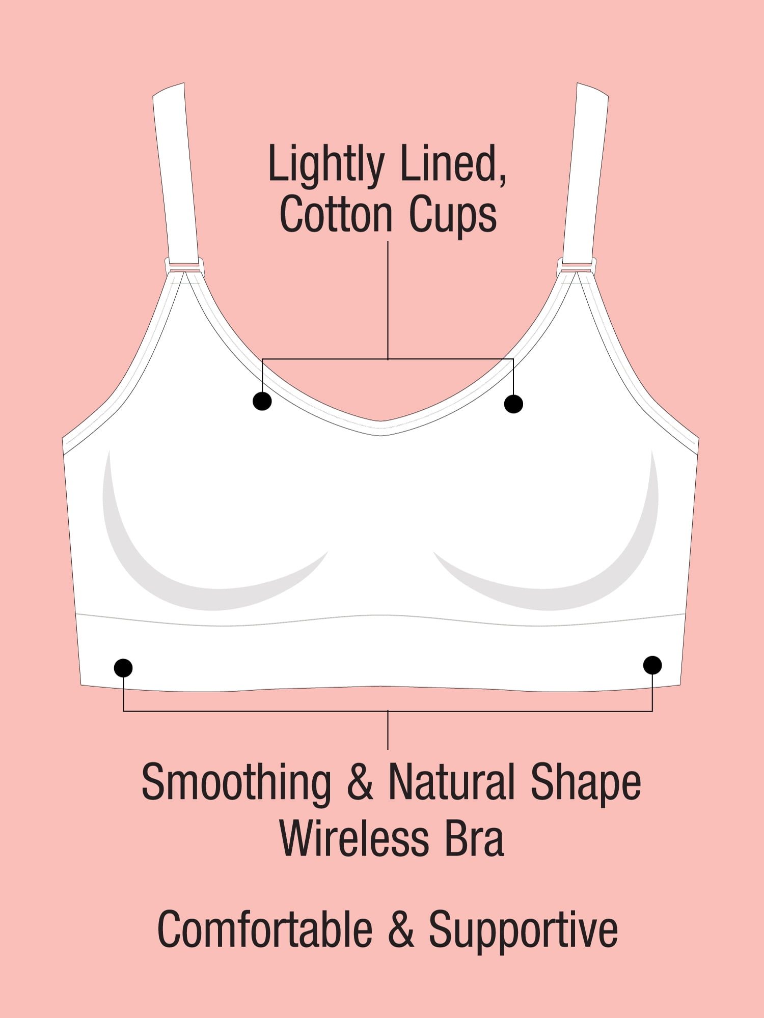 Fruit of the Loom Wireless Bra 2 Pack, Style FT942, Sizes S to XXXL