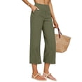 thumbnail image 4 of JJHGVB Cropped Trousers Baggy Lightweight Pant capri lounge pants Lightweight Pants Casual Straight gaucho pants for women Knee Length Capri Pants pantalones capri active pants women Green L, 4 of 7