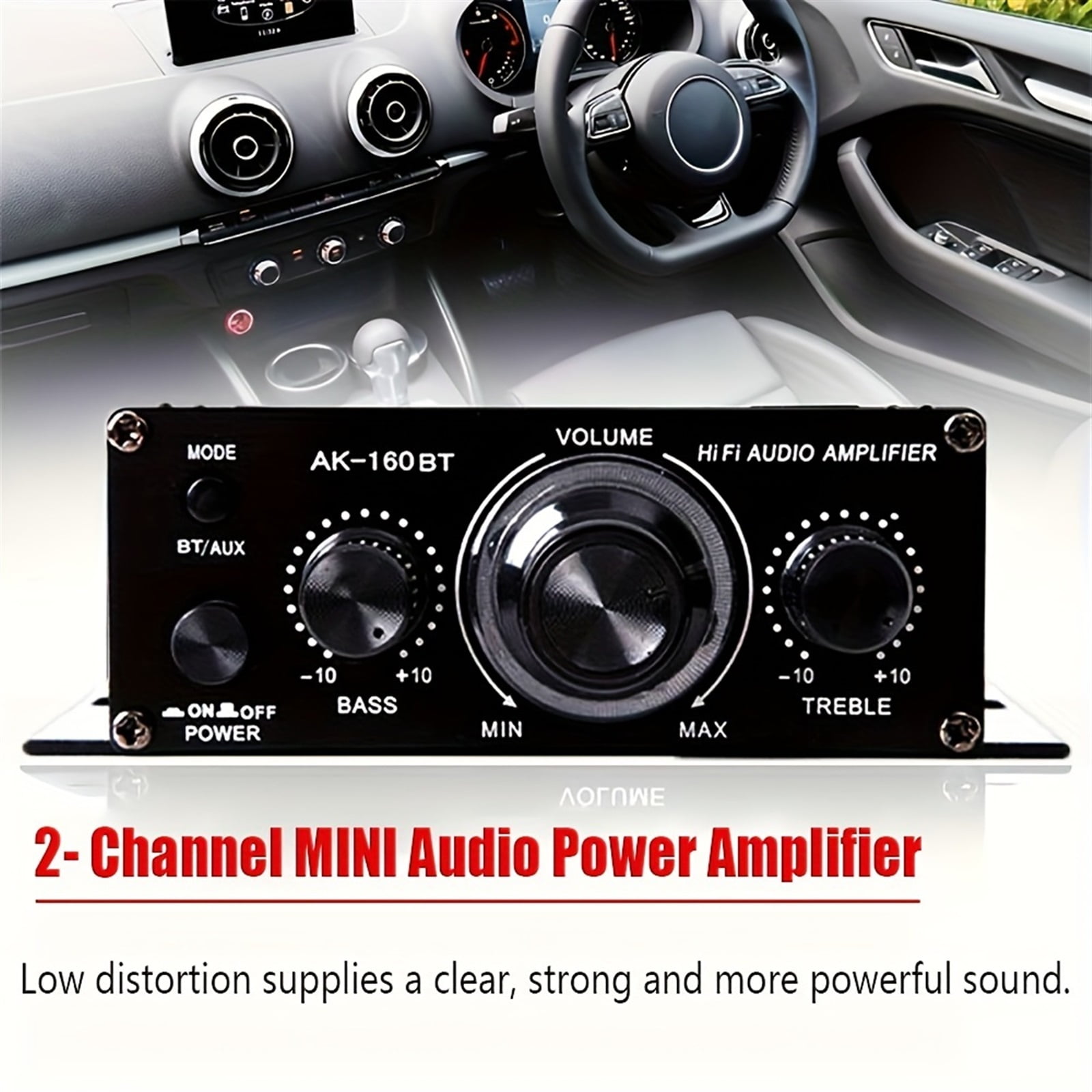 400W MINI Power Amplifier Channel 2.0 With BT HIFI Stereo Sound Amp Bass Trebl For Home/Car/RV/Yacht Theater Sound System