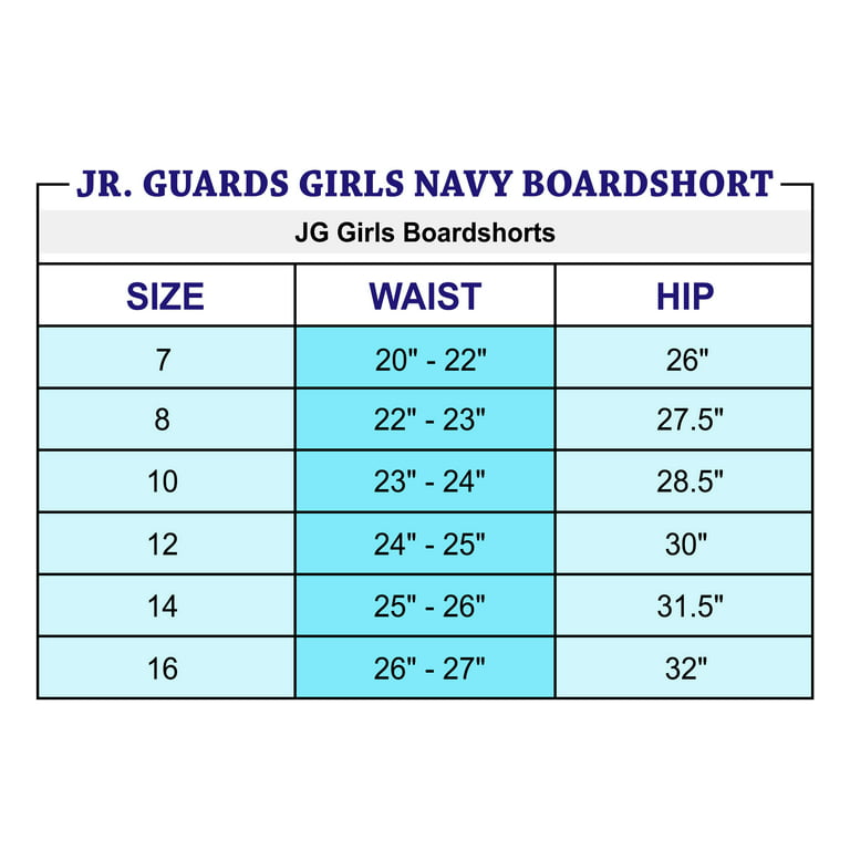 Jr. Guards Girls Youth Junior Guard Boardshort Swim Trunks - Royal Blue - 07, Kids Unisex
