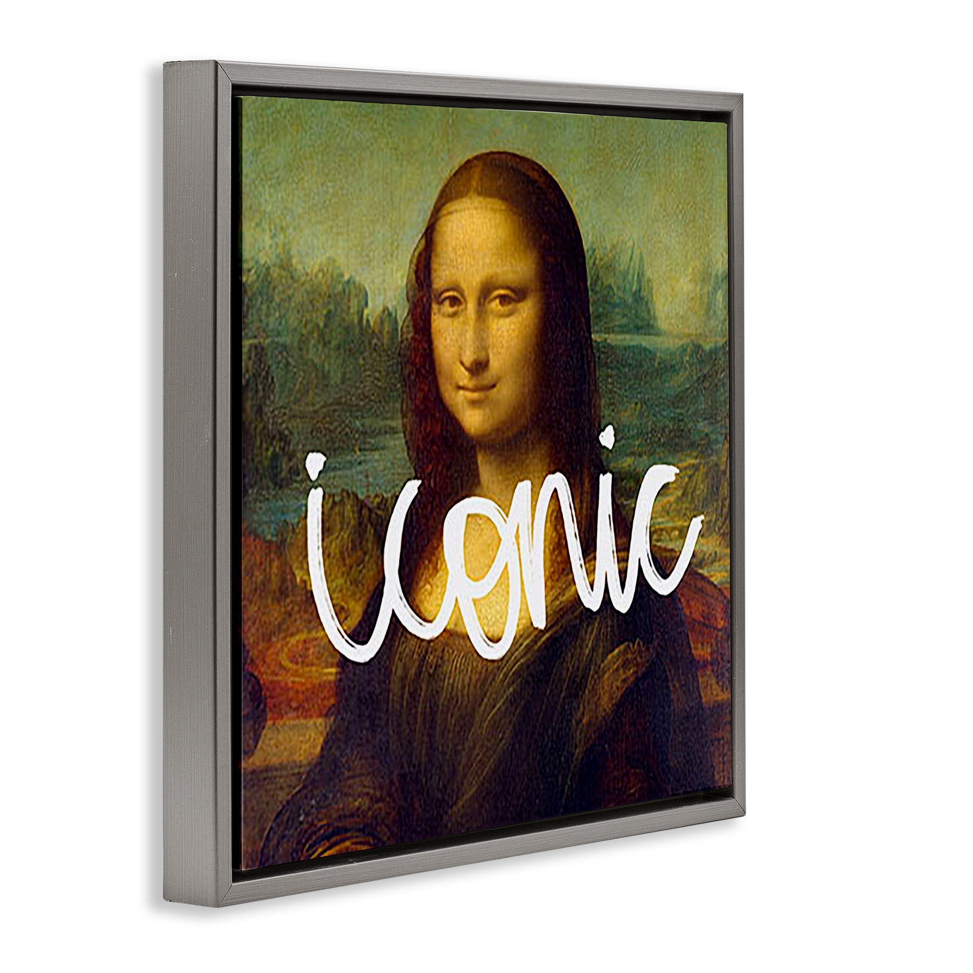 Stupell Industries Iconic Classical Portrait Novelty & Humor Painting Gray Floater Framed Canvas Art Print Wall Art, 25 x 25