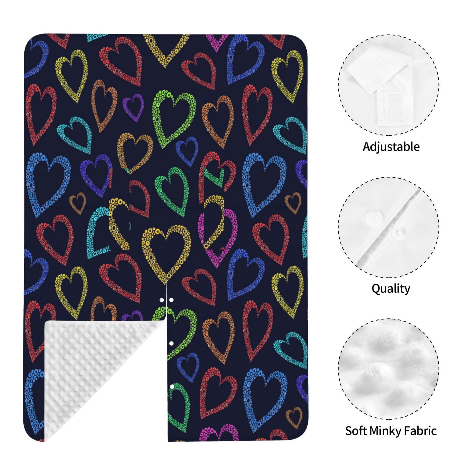 Naloa Colored Hearts Baby Car Seat Cover, Breathable Baby Carrier Cover, Multiuse Baby Carrier Cover & Nursing Breastfeeding Cover