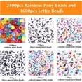 thumbnail image 4 of 4000pcs Kandi Pony Beads Kit - 2400pcs Rainbow and 1600pcs Letter Beads, 24 Colors Plastic Craft Bulk for Bracelets Jewelry Making With 20m Crystal 30m Elastic String, 4 of 6