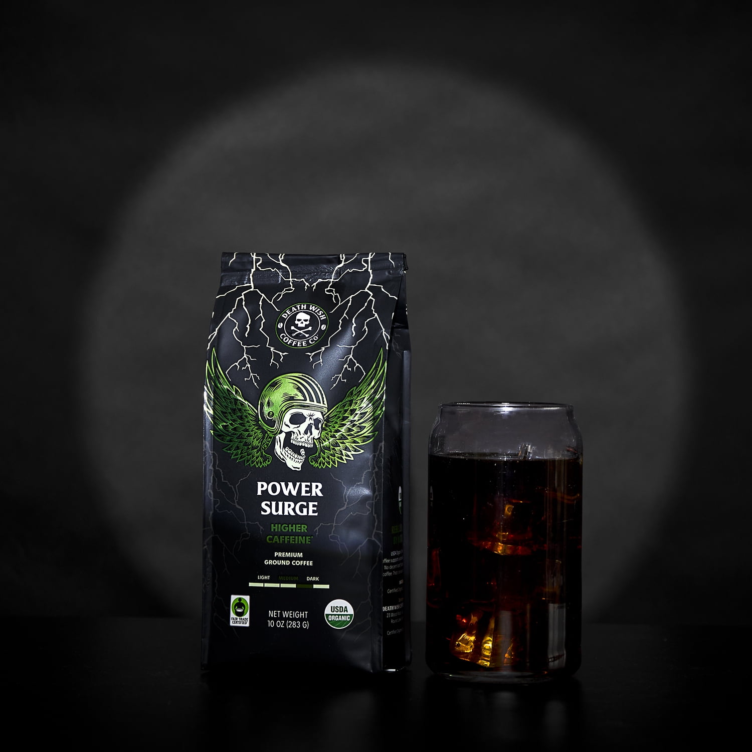 Death Wish Coffee, Organic and Fair Trade, Power Surge, High Caffeine, Ground Coffee, 10 oz Bag