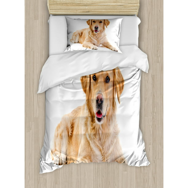 Golden Retriever Duvet Cover Set Young Pedigree Puppy Laying Over