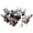 Gray, variant on Direct Wicker 7-Piece Patio Rectangular Ice Bucket and Firepit Dining Set with 6 Rattan Cushioned Chairs, Brown