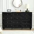thumbnail image 5 of YOCWO 12 Drawer Fluted Dresser for Bedroom, Mid Century Chest of Drawers with Arc Edge, Wood Storage Large Dresser Organizer for Bedroom Living Room Hallway Closet, Black, 5 of 7