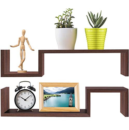 greenco set of 2 wall mounted floating shelves cross intersecting shelves 