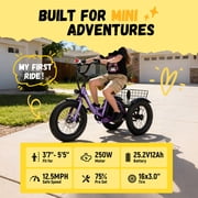 ESKUTE Folding Electric Tricycle for Beginners – 16 x 3.0 Fat Tires, 500W Peak Motor, 302Wh Battery, Step-Thru Design, 12.5 MPH, Purple with Lock, Phonebag & Mirror