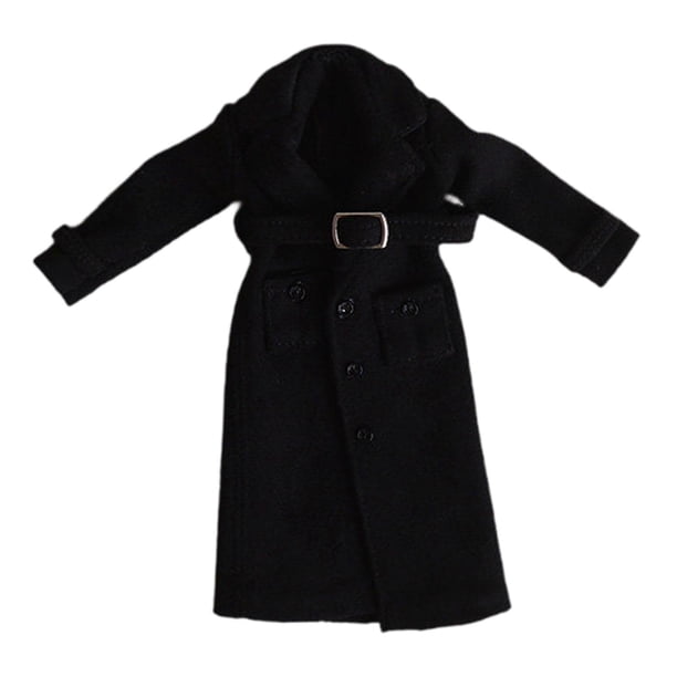 Abrigo Cortavientos para Figuras a Escala 1/12, Ropa a Escala 1/12, Decoración Linda, Regalo de Moda, Juguete, Cosplay, Fiesta, Accesorios para Muñeca Negro