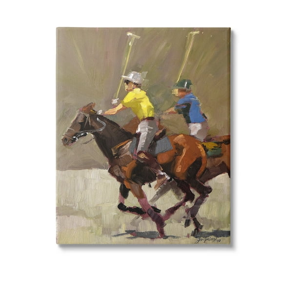 Stupell Industries Galloping Polo Players Animals & Insects Painting Gallery Wrapped Canvas Art Print Wall Art, 16 x 20