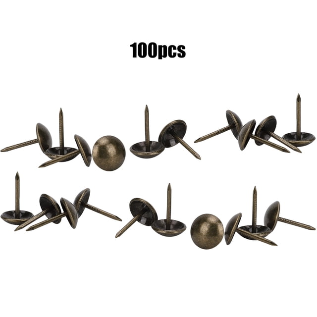 100 clavos para tapicería, de latón antiguo, para muebles, de hierro, decorativos, 11 x 17 mm, bronce