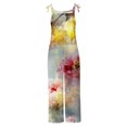 thumbnail image 6 of lcziwo Women's Shoulder Strap Jumpsuits 2025 Fashion Floral Print One Piece Overalls Casual Loose Cotton Linen Rompers with Pockets Summer Vacation Outfits Multicolor XXL, 6 of 6