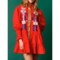 thumbnail image 1 of Vestido con lentejuelas para mujer, estilo navideño, con capas y estampado de cascanueces, minivestido navideño con lentejuelas, 1 of 1