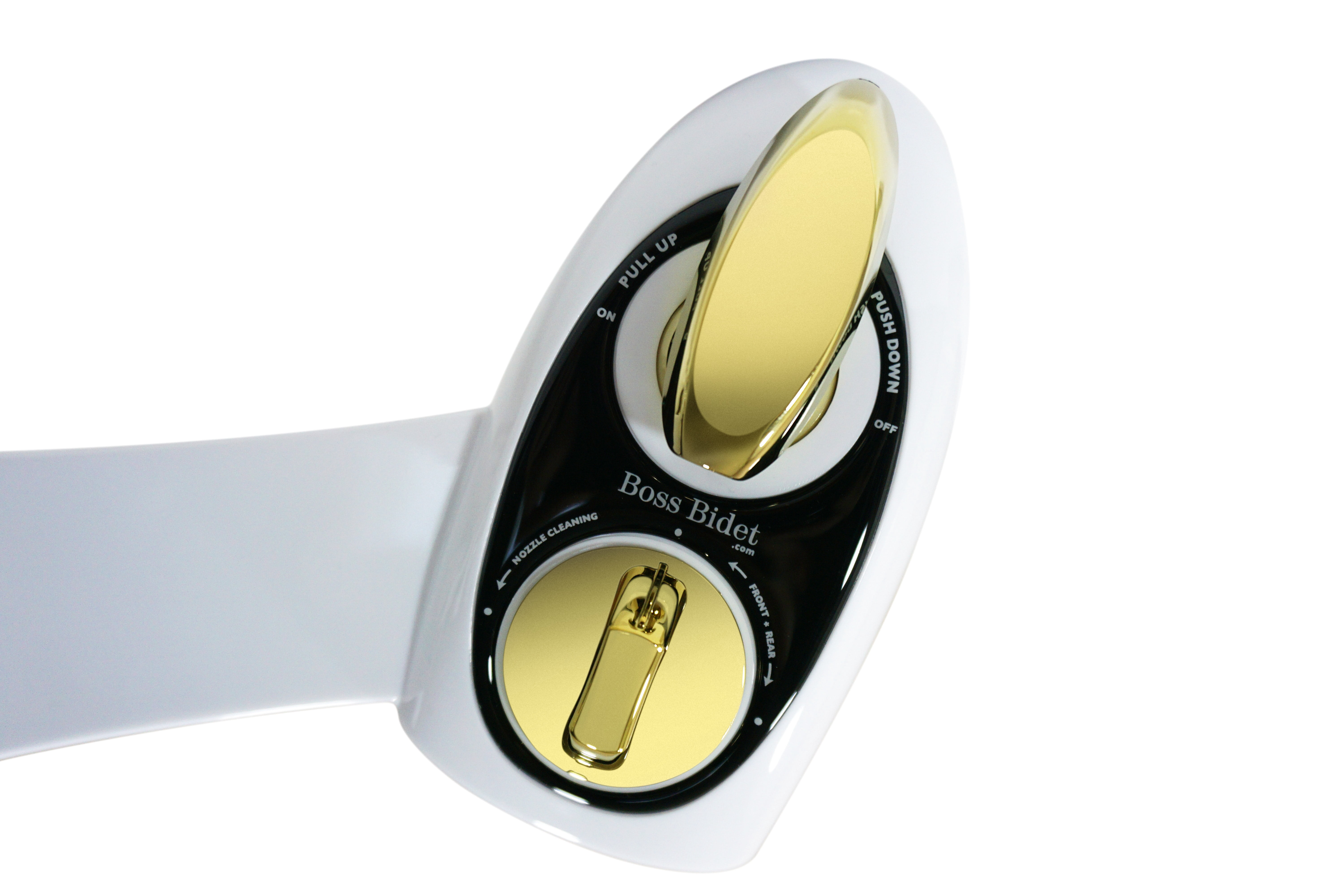 Boss Bidet Dual Nozzle Toilet Seat Bidet Attachment White and Gold with Self Cleaning