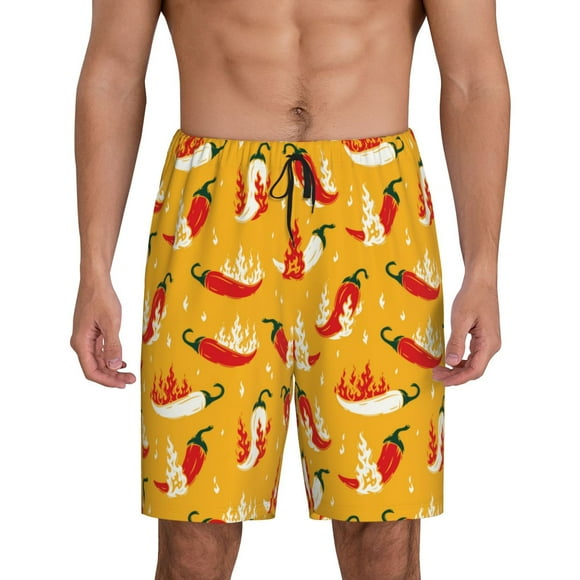 Fotbe Hot Chilli Pajama Shorts for Men, Men's Pajama Bottoms, Sleepwear,Short Pajama Pants-3X-Large