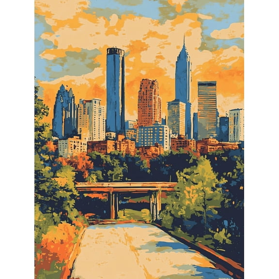 Atlanta Cityscape Canvas Print/Painting, Suitable for Living Room,Office, Hotel Lobby, and Gallery Wall Decor.