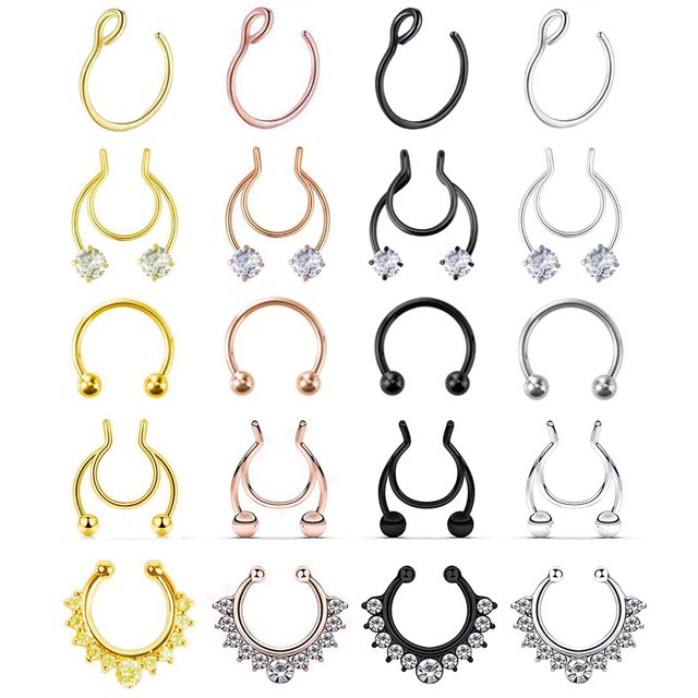 Bangcool Bague de Nez Sans Perçage 20 Pcs Clip Mignon en Acier Inoxydable Bijou de Nez