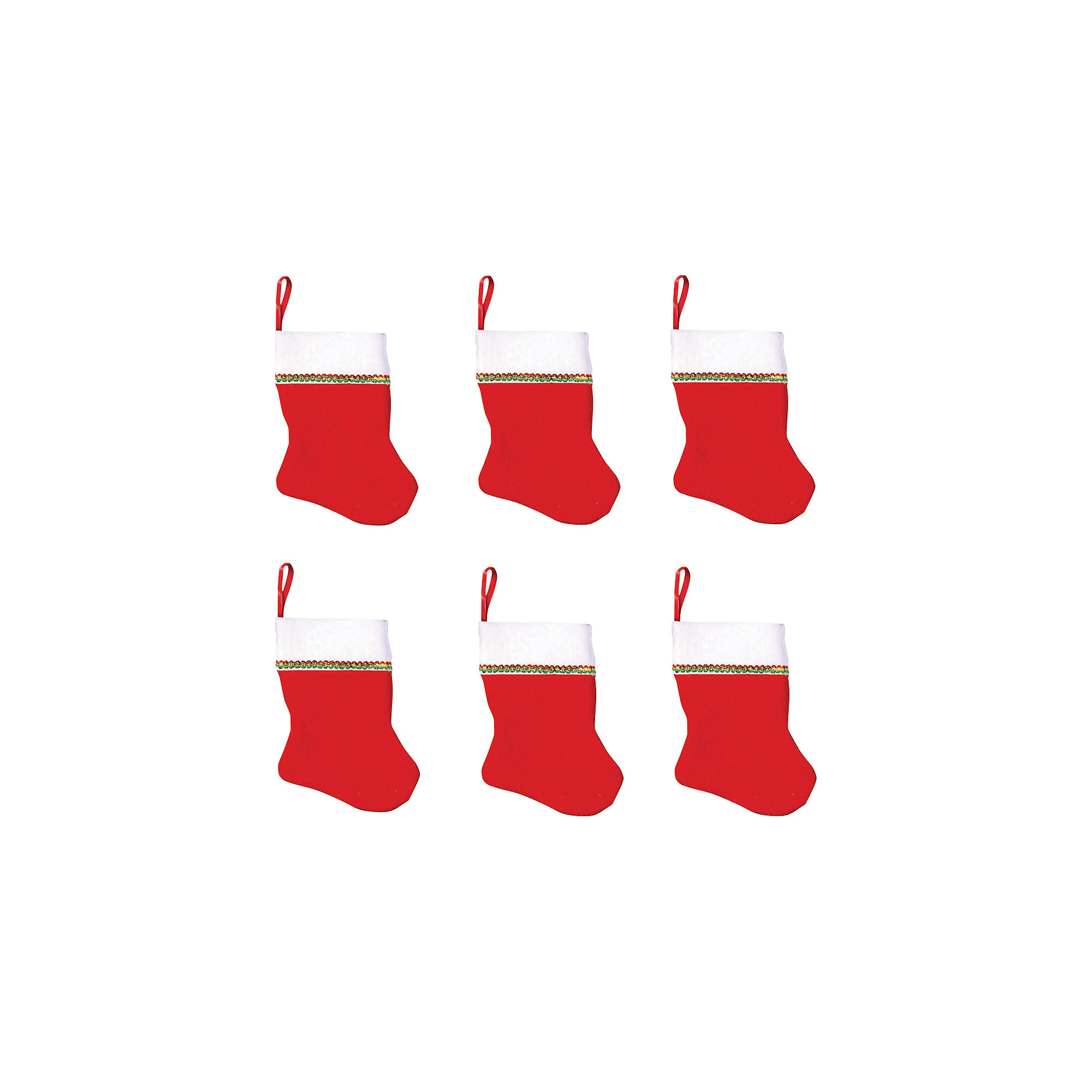 Santa Mini Felt Stockings, Value Pack, 6 Ct. | Chrismas Decoration 