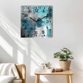 thumbnail image 3 of Teal Grey Wooden Wall Clock Silent Non Ticking, Abstract Art Oil Painting Modern Geometric Square Wall Clocks Battery Operated, Decor Clock for Home Office, Living Room, Kitchen, 12 Inch, 3 of 9