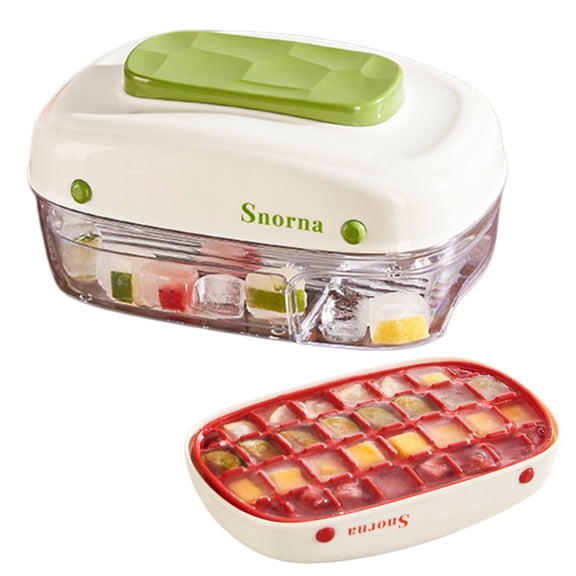 KUEON 32-Cavity Silicone Ice Cube Tray with Lid, Easy-Release, BPA-Free, Green