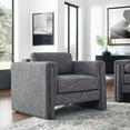 thumbnail image 2 of Armchair Accent Chair, Grey Gray, Fabric, Living Kitchen Cafe Bistro Hospitality Restaurant, Modern Contemporary HB34789, 2 of 9