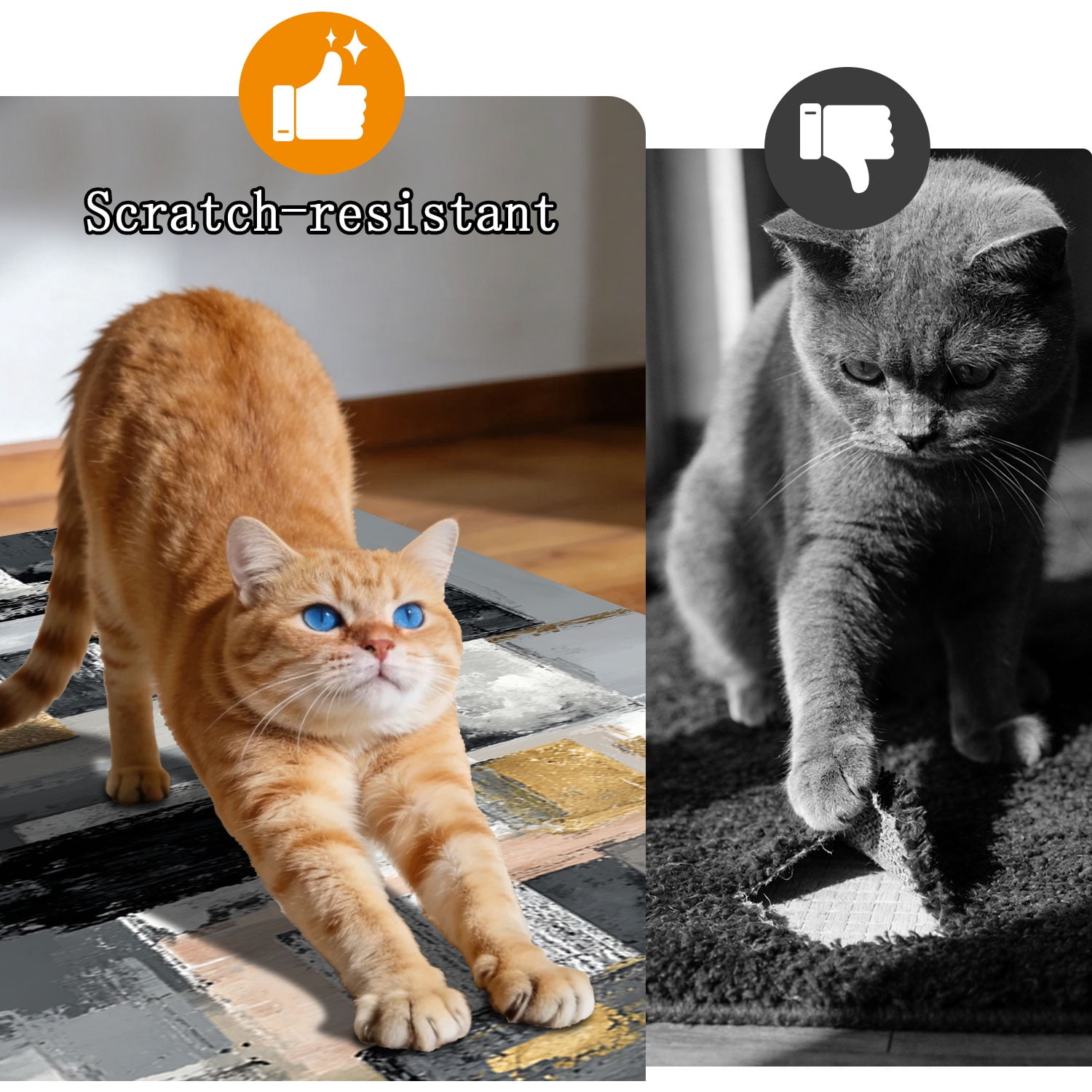3-Piece Farmhouse Kitchen Rug Set, Washable Anti Slip Striped Floor Mats in 3 Sizes, Stain Resistant Decor Rugs for Kitchen Hallway Bathroom Home Christmas Decor