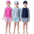 thumbnail image 2 of Chenyin Toddler Kids Girls' 3PCS Swimsuits Bathing Suit Long Sleeve Swimwear and Swim Skirt with Swim Cap Girls Summer Beach Sets for 12 Months-12 Years, 2 of 9