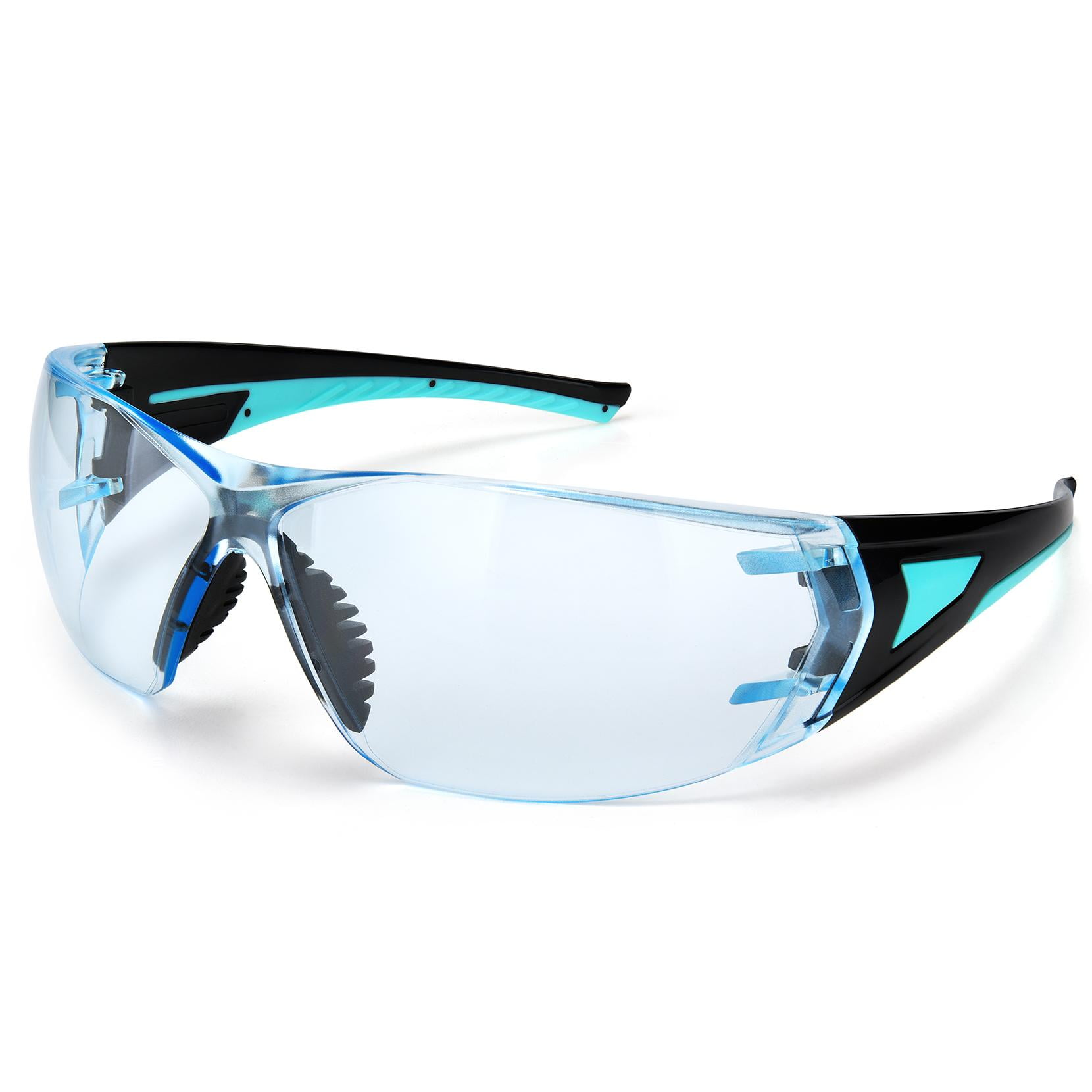 Wraparound Scratch-Resistant Crews Light Blue Safety Glasses 