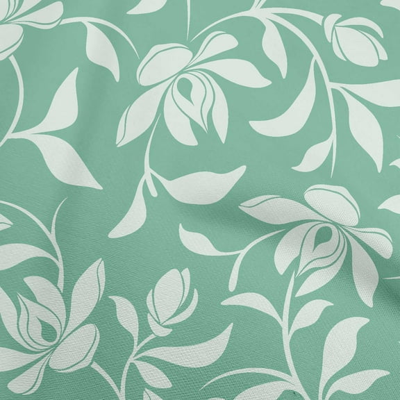 oneOone Polyester Spandex Light Mint Green Fabric Floral Magnolia Sewing Material Print Fabric By The Yard 56 Inch Wide