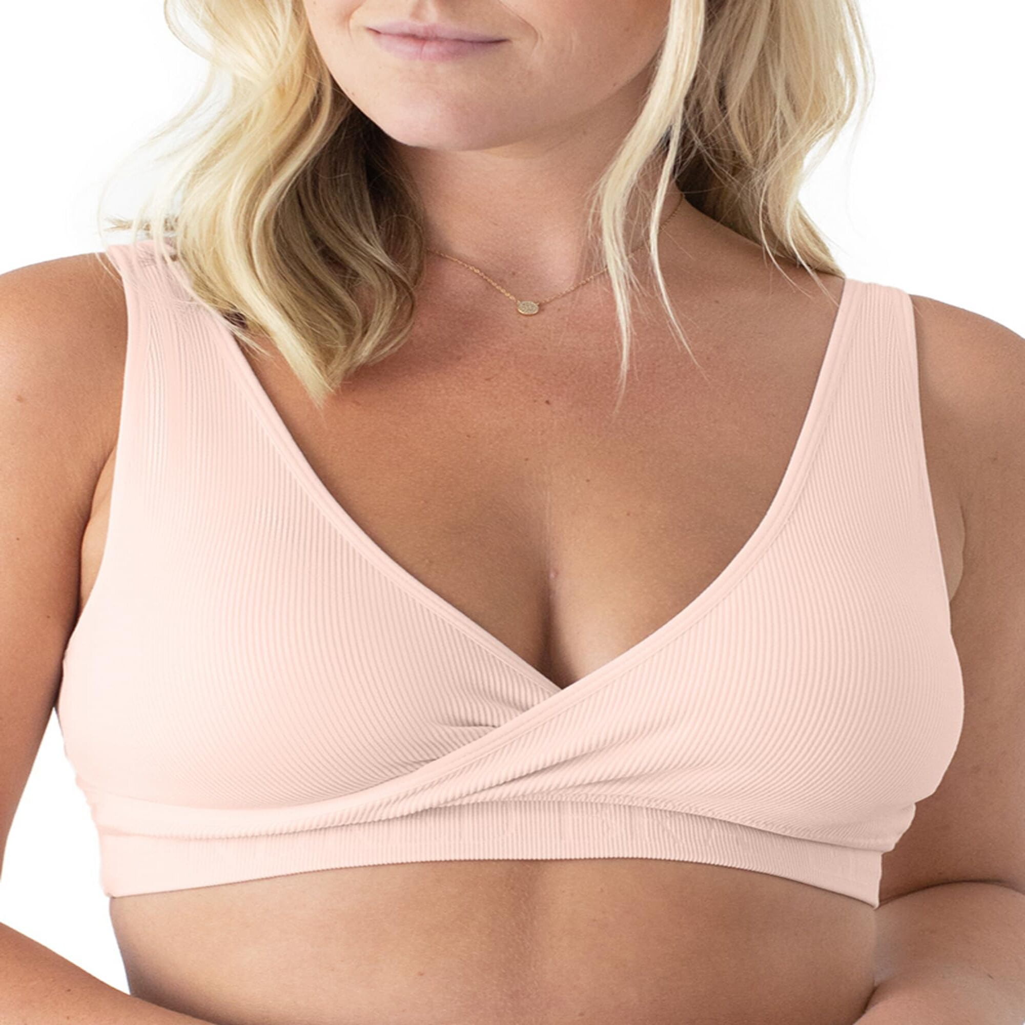 Kindred Bravely Sublime Adjustable Crossover Nursing Bra for Breastfeeding | Wireless Maternity Bra (Soft Pink, Medium)