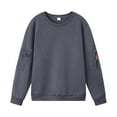 thumbnail image 4 of Casual Sweatshirts for Men with Zipper Pocket Fleece Lined Long Sleeve Shirts No Hood Pullover Solid Color Crewneck Athletic Workout Sweatshirt Tops, 4 of 7