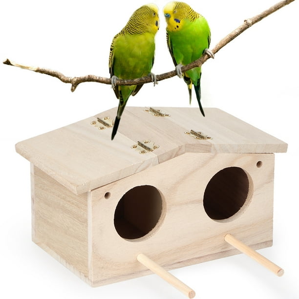 Nid de Reproduction d'oiseaux | Nichoir à Oiseaux en Bois pour Cage avec  perchoir | Nichoir pour perroquets, perruches, calopsittes, tourtereaux
