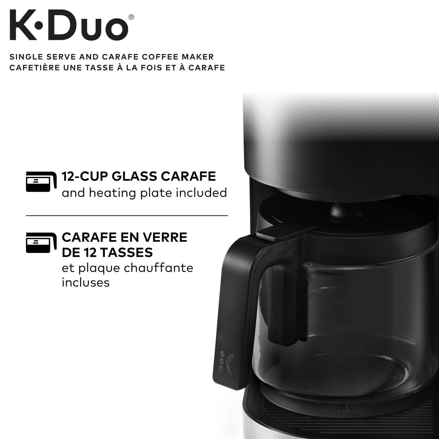 Keurig K-Duo Cafetière à dosettes et carafe K-Cup à portion individuelle, avec fonctions programmables et fonction d'infusion puissante, noir