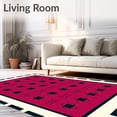 thumbnail image 2 of ODIKA 4'x6' Machine Washable Non-Slip Area Rug, Interlocking Lattice with Modern Minimalist Border Detailing High Traffic Rug with Pad, Red, 597166, 2 of 8