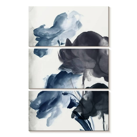 Elephant Stock Azura Bouquet I Wall Art - Vertical Multi Panel Canvas - Living Room Wall Decor - Abstract Multi Panel - Blue And White Decor By Eva Watts - 14" x 23"