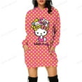 thumbnail image 3 of Vestido con capucha de HELLO KITTY para mujer, vestido ajustado a la moda para otoño, vestido informal con capucha y bolsillos de Kawaii, 3 of 5