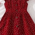 thumbnail image 6 of Red Dress Girls Tween Girls Dresses Girls Ruffle Trim Dress Solid Color A-line Swing Flared Button Down Casual Party Dress Wine 9-10 Years, 6 of 9