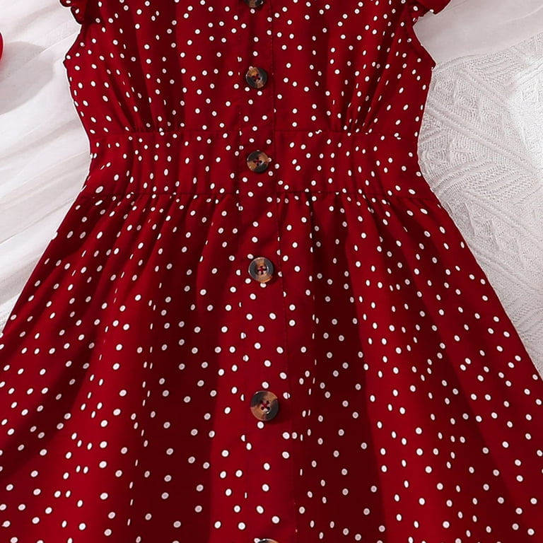 Red Dress Girls Tween Girls Dresses Girls Ruffle Trim Dress Solid Color  A-line Swing Flared Button Down Casual Party Dress Wine 9-10 Years -  Walmart.com