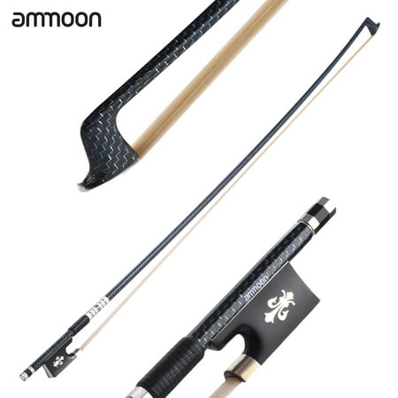 ammoon Well Balanced 4/4 Violin Fiddle Bow Braided Carbon Fiber Round Stick Exquisite Horsehair Ebony