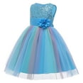 thumbnail image 3 of Aayomet Flower Girl Dresses Girl Peony Lace Back A-Line Straight Tutu Tulle Party Flower Girl Dress,Blue 4-5 Years, 3 of 4