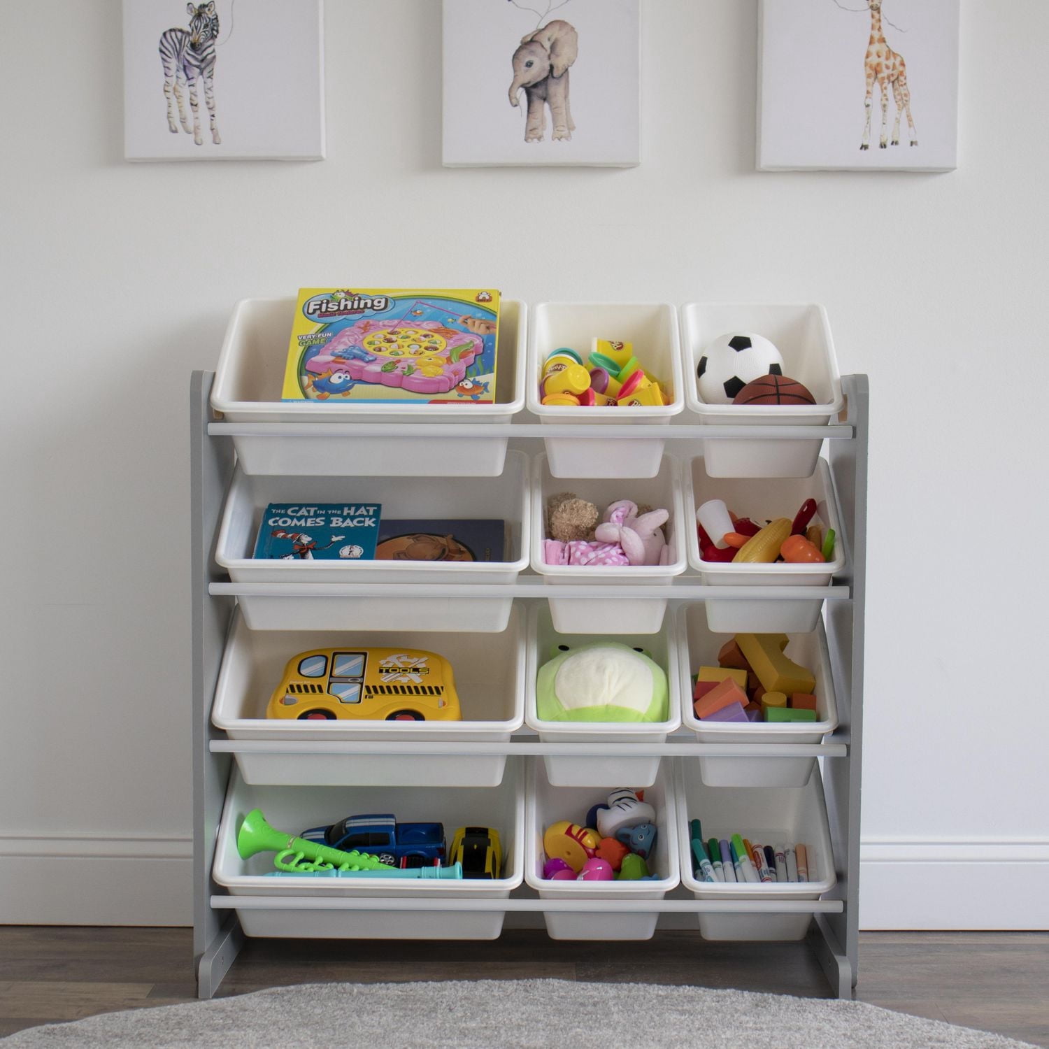 Humble Crew Tot Tutors Toy Storage Organizer with 12 Storage Bins, Espresso