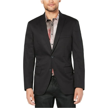 I-N-C Mens Collins Two Button Blazer Jacket, Black, Small