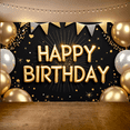 thumbnail image 5 of Yatrandify Gold Balloons Happy Birthday Banner Celebration Backdrop for Party Decoration Event Indoor Kids, 5 of 7