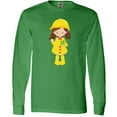 thumbnail image 3 of Inktastic Girl With Brown Hair, Yellow Raincoat, Frog Long Sleeve T-Shirt, 3 of 5