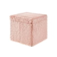 thumbnail image 2 of Inspired Home Allen Pouf en Fausse Fourrure avec Espace de Rangement, Plateau de Service en Forme de Cube, Dessus, Blush, 2 of 8