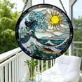 thumbnail image 4 of Stained Glass Window Hangings Waves Suncatchers Decors Colorful Window Panel, 4 of 9