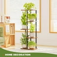thumbnail image 6 of Bamworld Corner Plant Stand Indoor 5 Tier Metal Plant Shelf Brown Plant Stands for Multiple Plants Small Plants Pots Flower Stand Pot Holder for Patio Garden Corner Balcony Living Room Narrow, 6 of 6