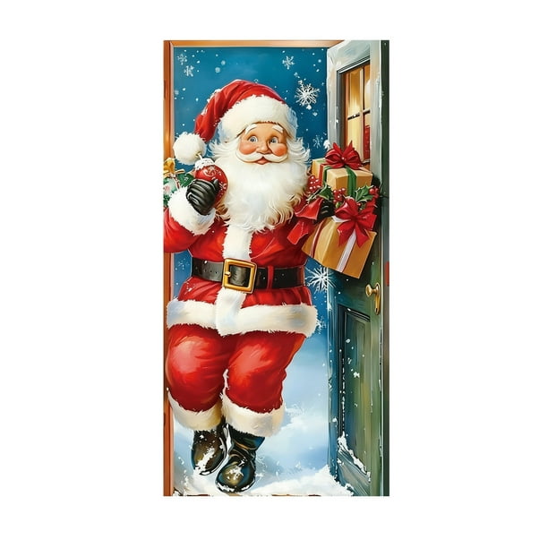 Decoraciones de Puerta de Navidad Cortinas de Puerta de Nochebuena Decoración de Fiesta de Festival Puerta de Santa Claus Colgando con Mercancías Decoraciones de Fiesta de Navidad